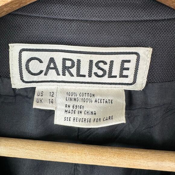 Carlisle Womens size 12 Vintage Military Utility Style Blazer Jacket Black Green - Picture 8 of 8